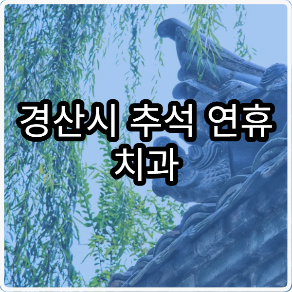 경산시 추석 연휴 치과 진료 병원 이용 가이드와 예약 팁
