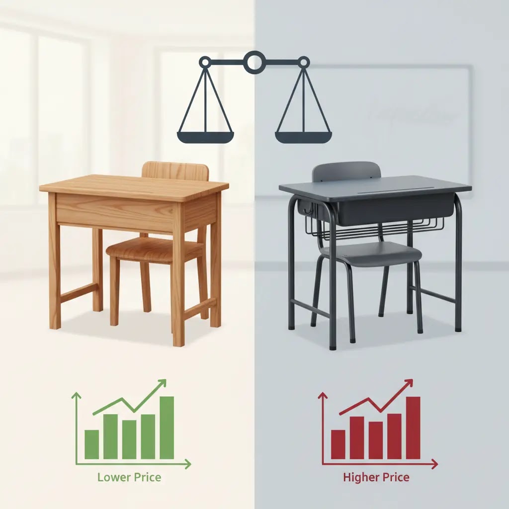 Perbandingan harga meja kursi sekolah kayu vs besi