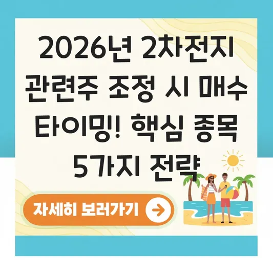 2차전지 관련주 조정 시 매수 타이밍 및 핵심 종목 추천 대표 이미지