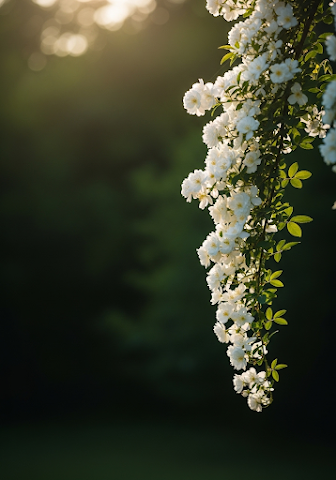 Backlit White Blossoms