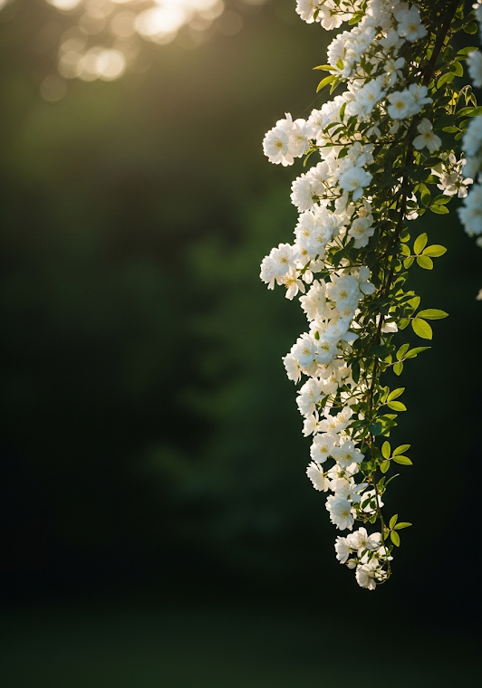 Backlit White Blossoms