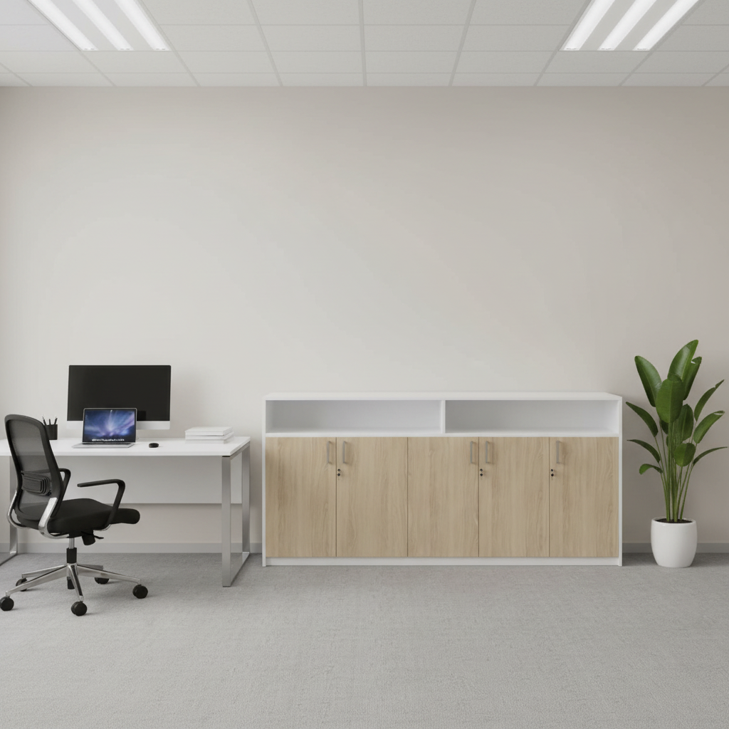 RADAR Color Five Door Cabinet With Recessed Open Top Shelf