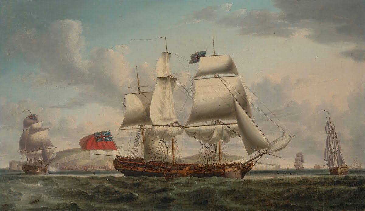 The East Indiaman William Pitt in three positions off Dover 1787