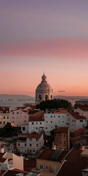 National Pantheon At Lisbon Sunset 2K iPhone Wallpaper Background