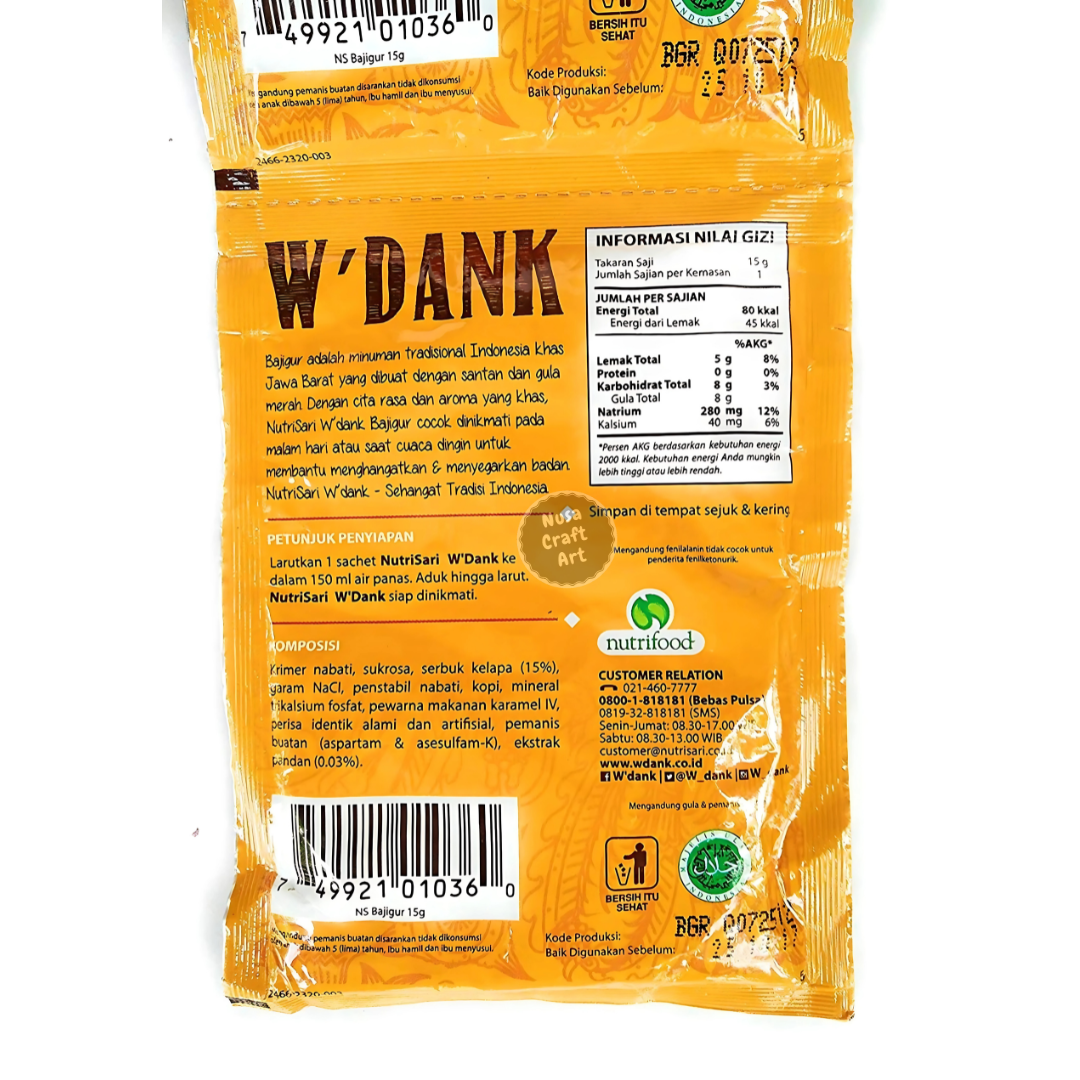 Alternative view of Nutrisari W'dank Bajigur Coconut Latte Traditional Drink For Warm Body - 10's