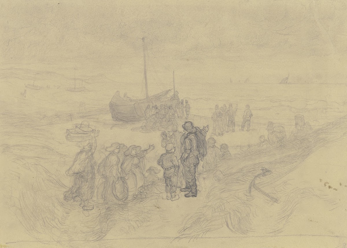 Fischer am Strand von Scheveningen 1851