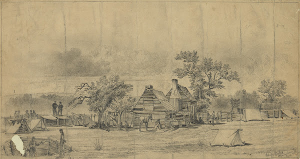 Behind the breastworks at Cold Harbor awaiting an attack 1864