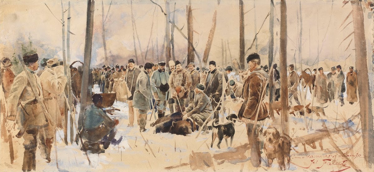 Po polowaniu na niedźwiedzie w Nieświeżu after 1886