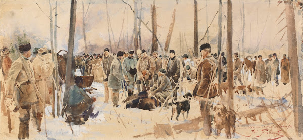 Po polowaniu na niedźwiedzie w Nieświeżu after 1886