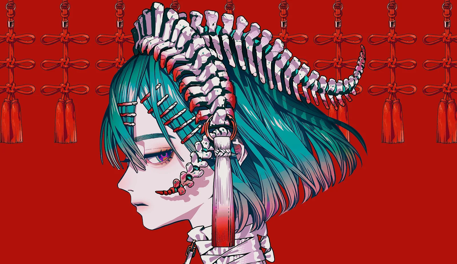 Anime Girl With Bone Crown - Digital Illustration 4K Wallpaper (4096x2362)