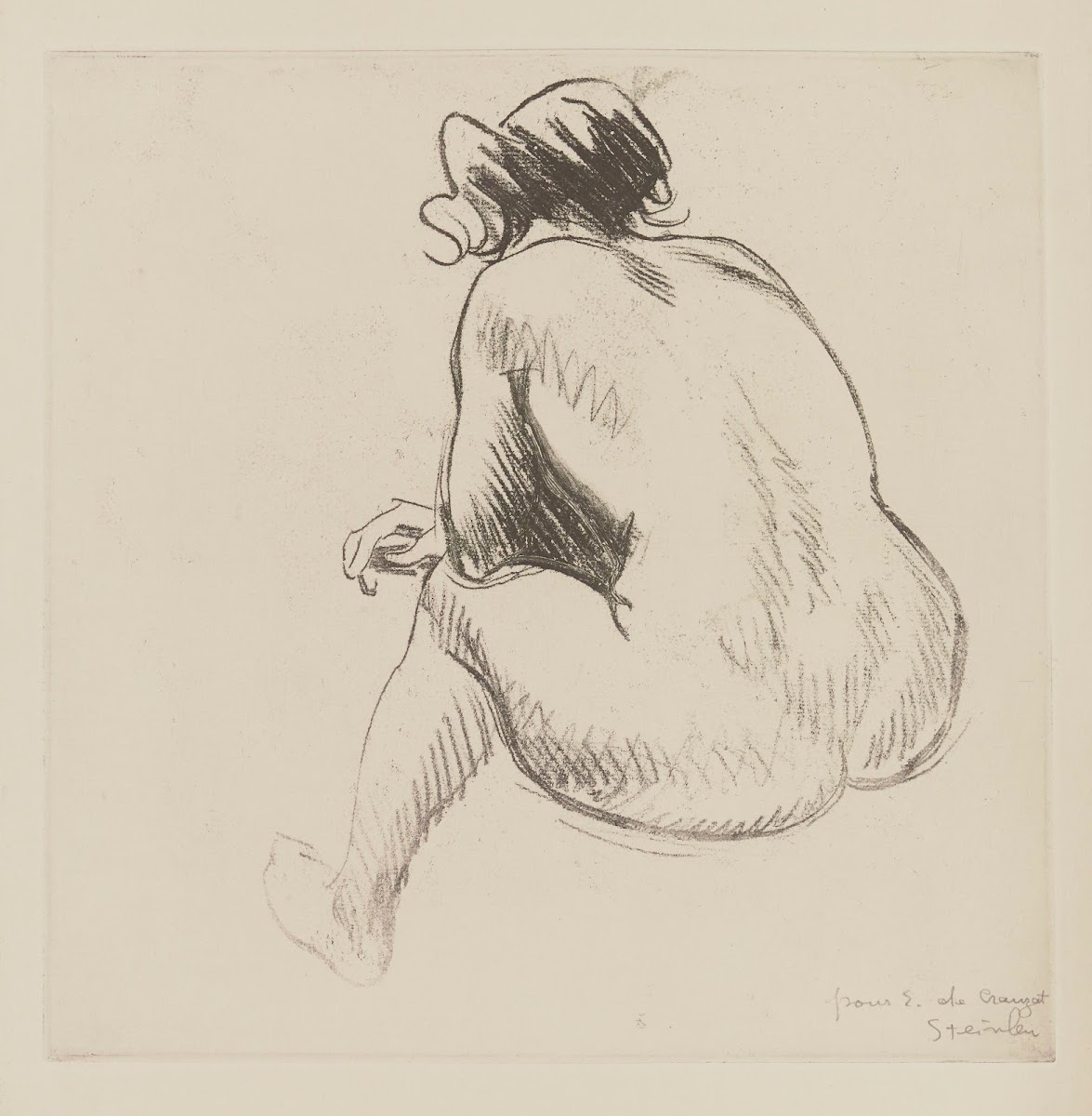 Nu féminin assis de dos 1914