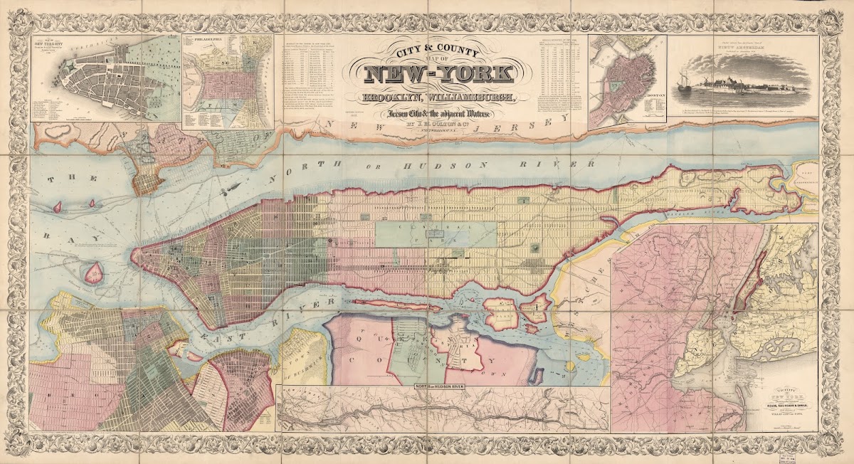 City  County Map Of New York  Brooklyn Williamsburgh Jersey City  The Adjacent W