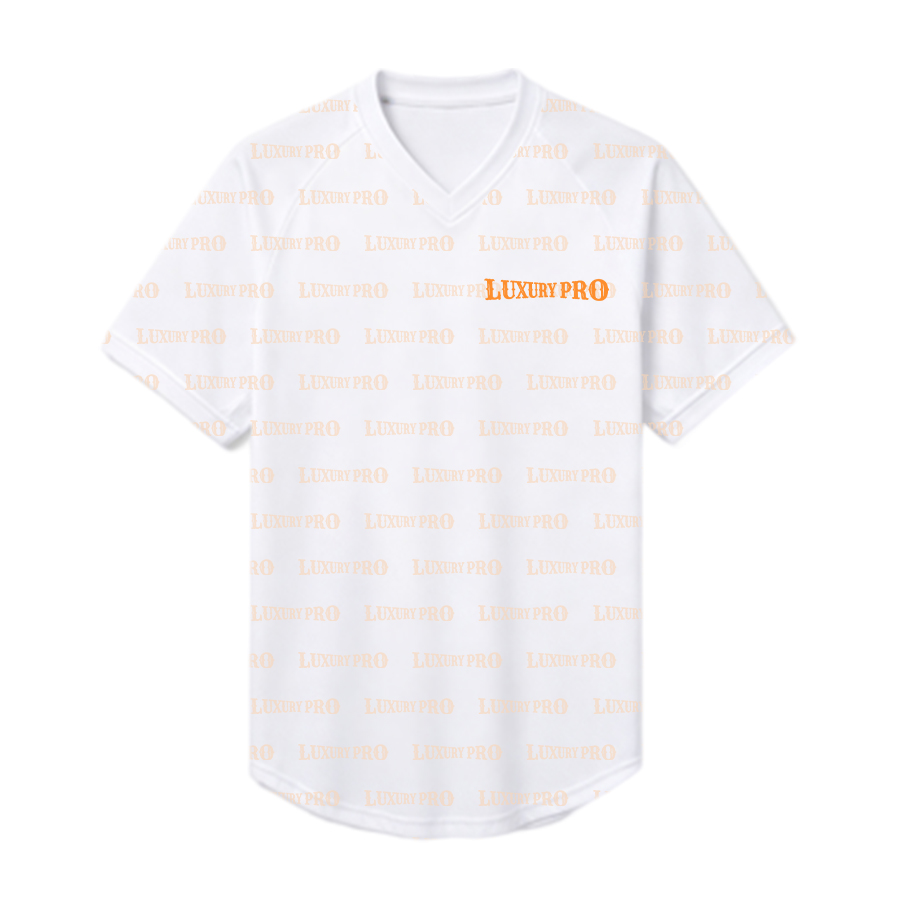 AOP V Neck Raglan Sleeve Short Sleeve