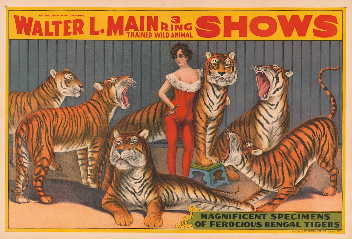 Walter L Main 3 ring trained wild animal shows