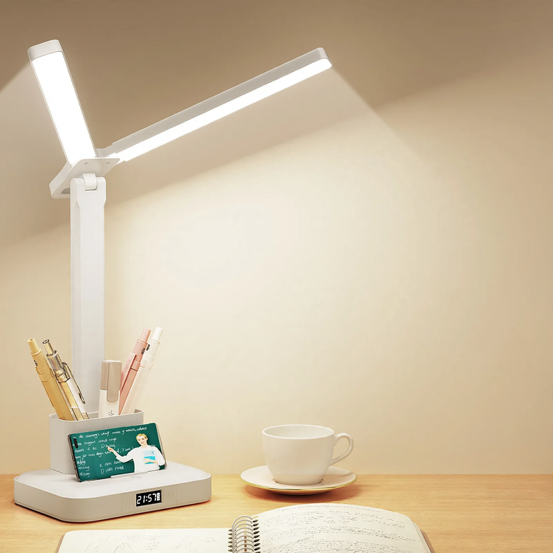 LED desk lamp with pen holder and eye protection