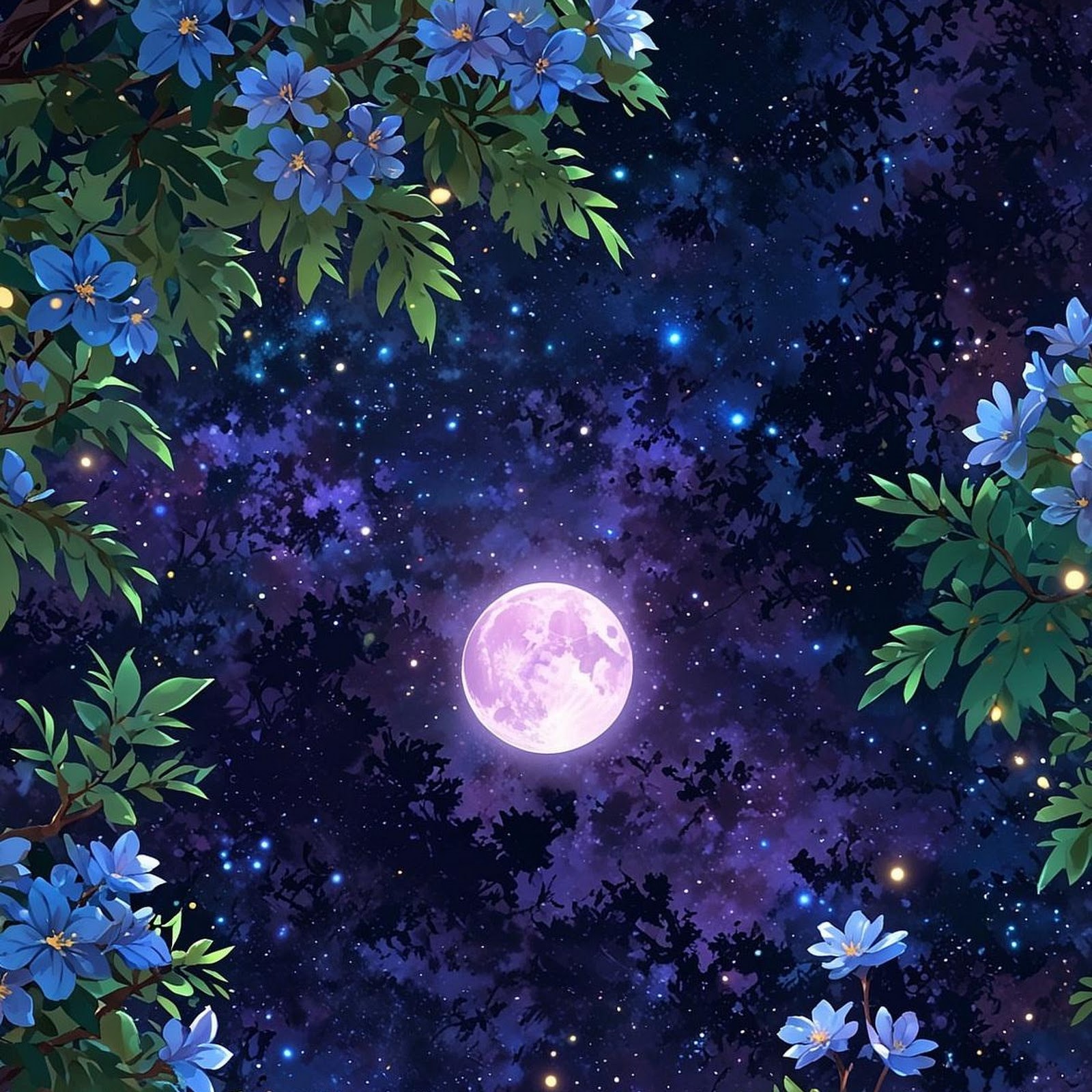 Download Enchanted Forest Under Purple Moon Full HD iPhone
