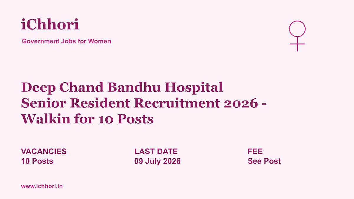 Deep Chand Bandhu Hospital Senior Resident Recruitment 2026 - Walkin for 10 Posts - iChhori