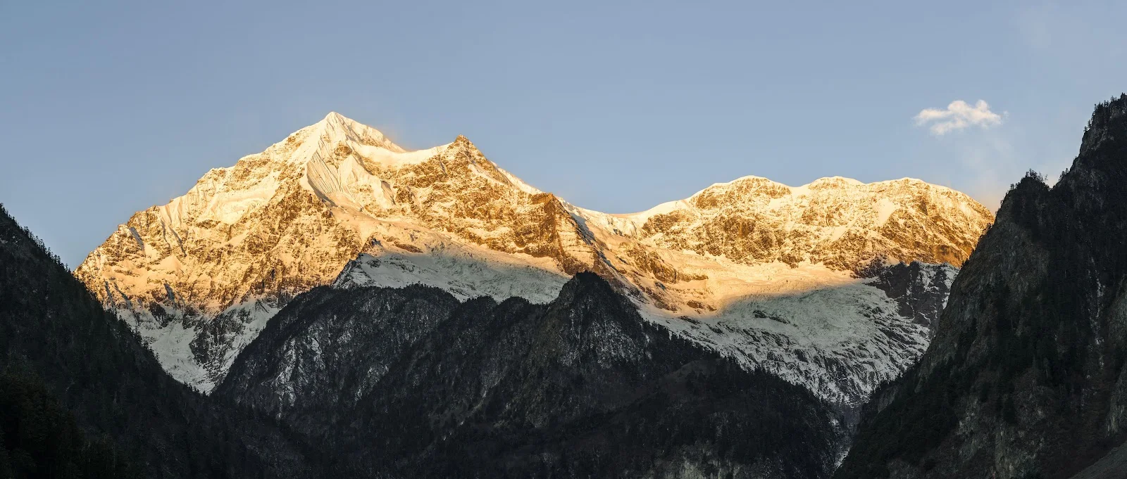 Golden Sunlight On Snowy Peaks - Landscape Photography 10K Wallpaper (10918x4645)