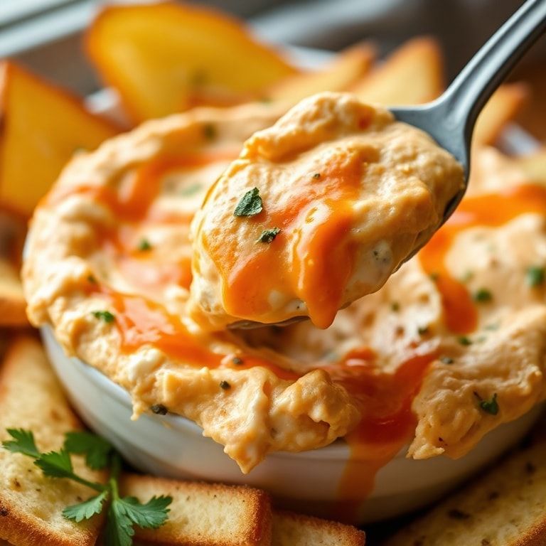 Creamy Buffalo Chicken Dip with Cottage Cheese – Easy Homemade Buffalo Dip finished