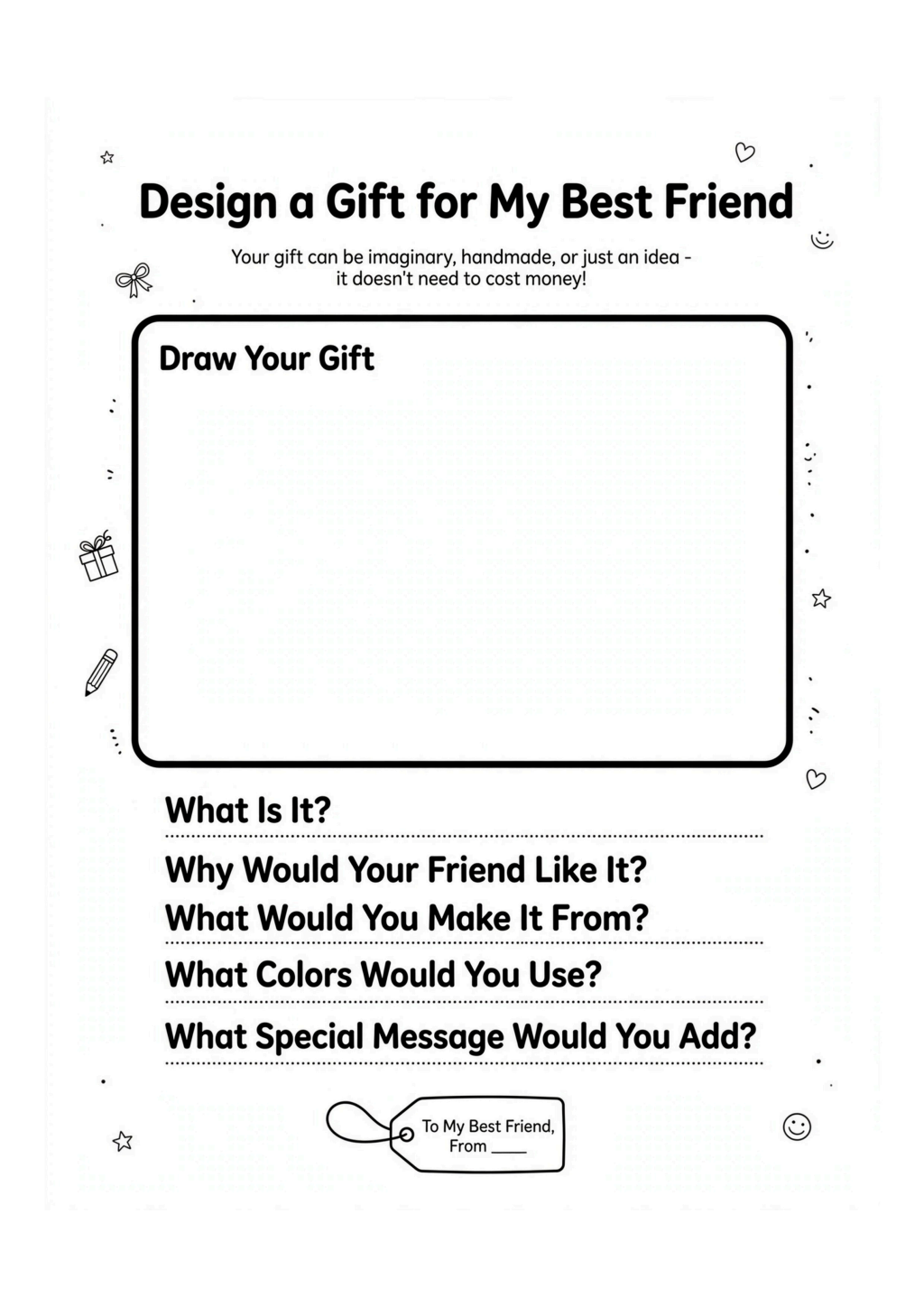 Design a Gift for My Best Friend Worksheet
