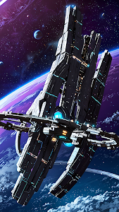 Galactic Citadel Orbital Station Above Purple Planet