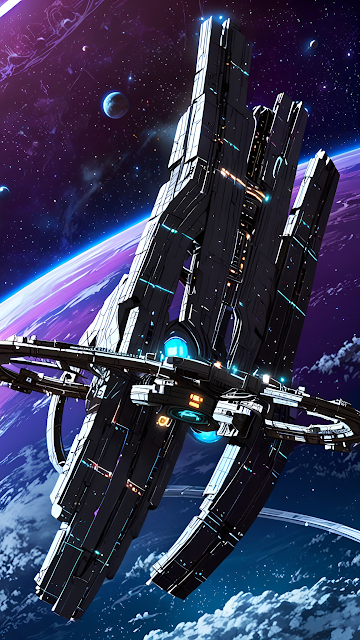 Galactic Citadel Orbital Station Above Purple Planet - Free mobile Wallpaper