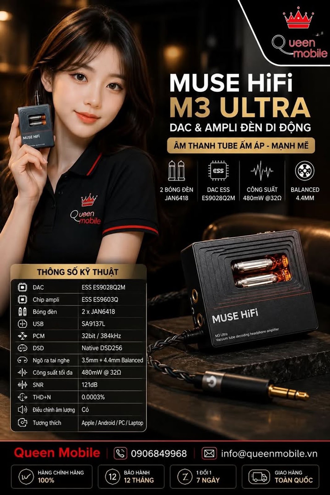 MUSE HiFi M3 Ultra mang ampli đèn chân không xuống kích thước bỏ túi #MUSEHiFi #M3Ultra #MUSEHiFiM3Ultra #DAC #HeadphoneAmp #TubeAmp #VacuumTube #HiFi #Audiophile #JAN6418 #ES9028Q
