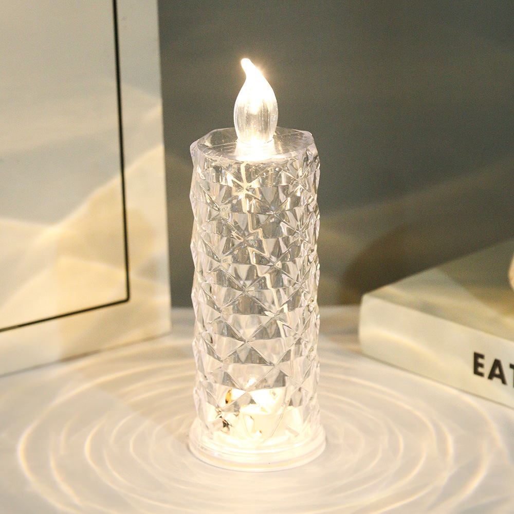 LED Crystal Night Light with Rose Motif