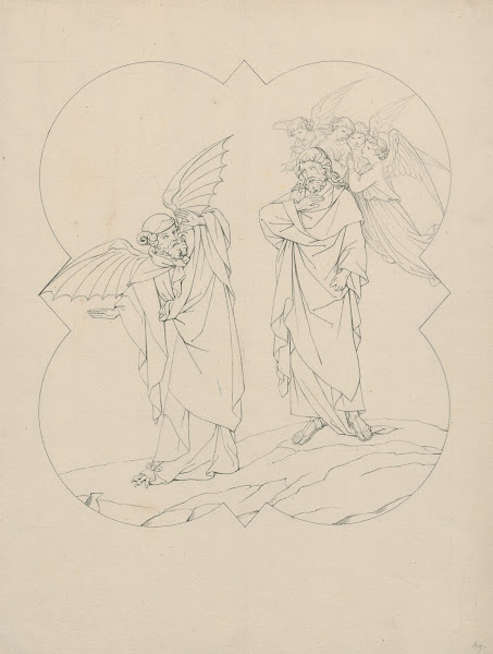 De verzoeking van Christus bas reliëf