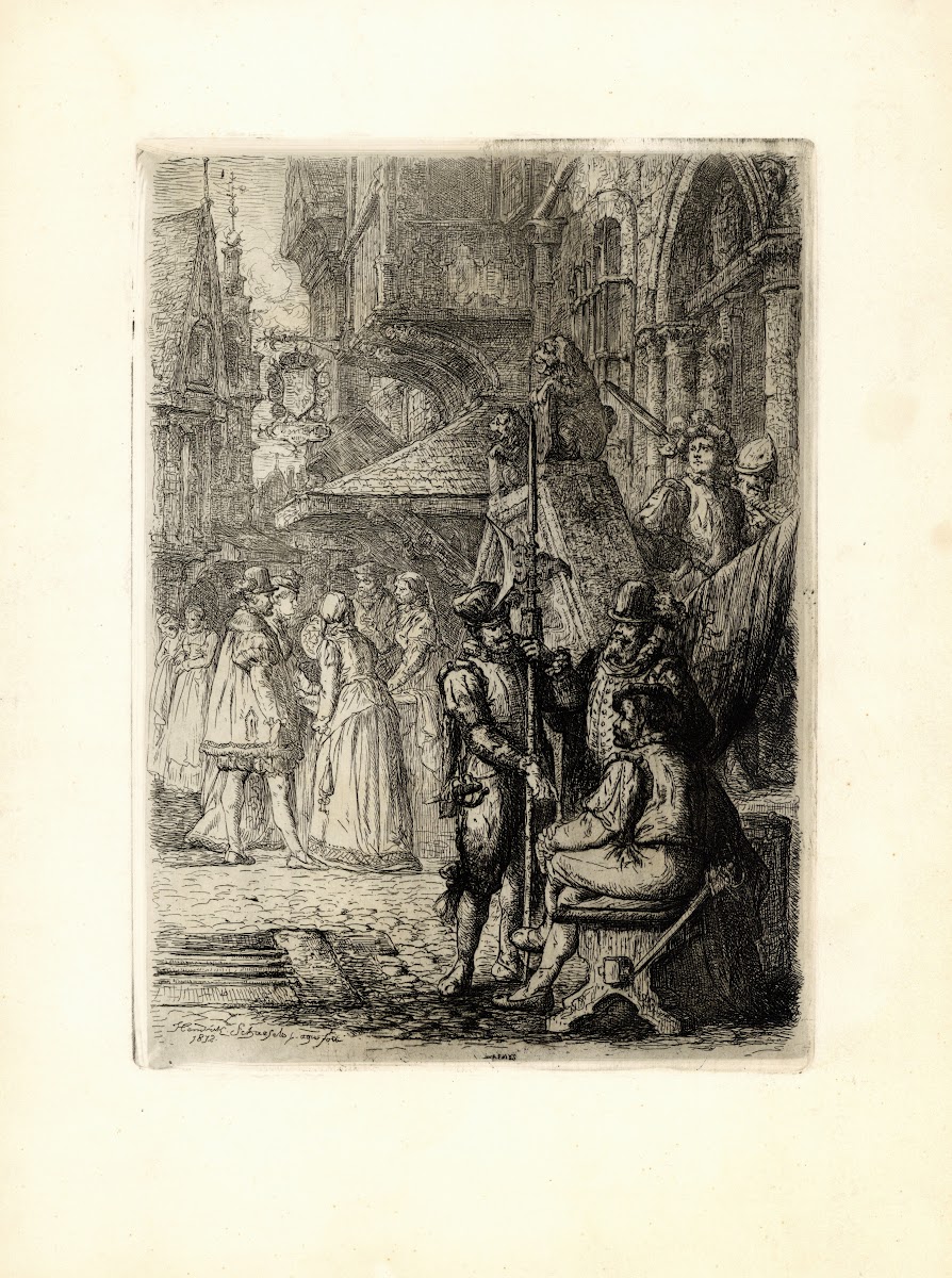 Medieval historical street scene 1872