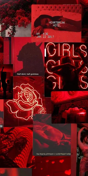 Red, Neon, Collage, Erotic, Aesthetic Full HD iPhone Wallpaper Background