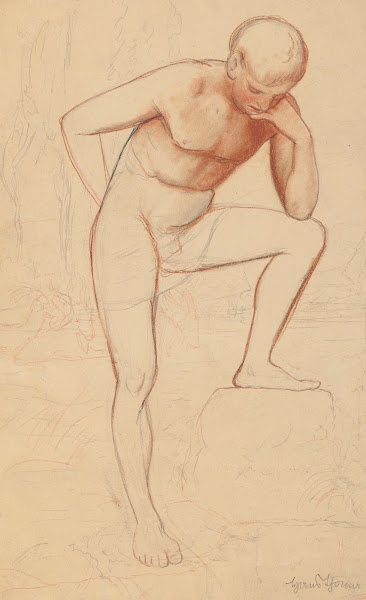 Male Nude Study Against the Background of a Landscape 1880   1905
