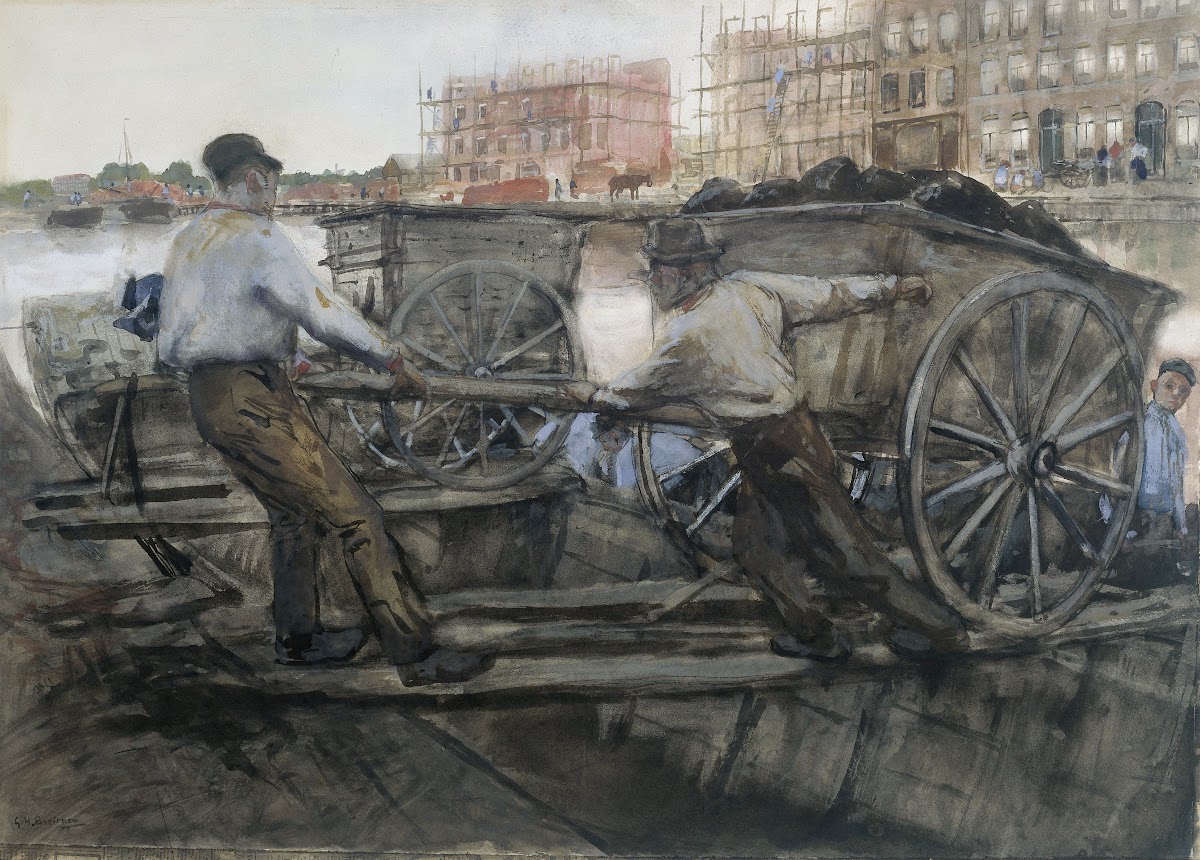 Labourers Pulling a Heavily Laden Cart on Jacob van Lennepkade Amsterdam 1900