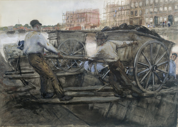 Labourers Pulling a Heavily Laden Cart on Jacob van Lennepkade Amsterdam 1900