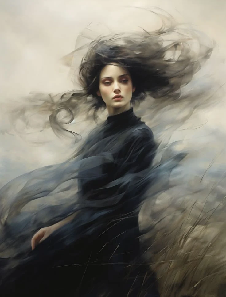 Retrato cinematográfico de una mujer misteriosa.