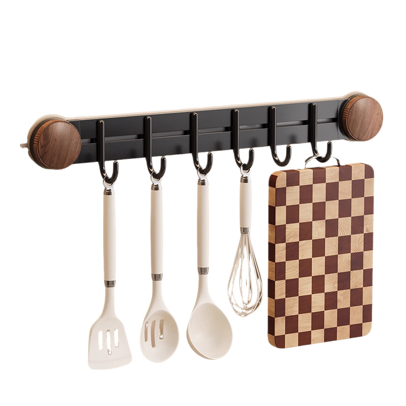 Suction cup kitchen strip with hooks, hole-free