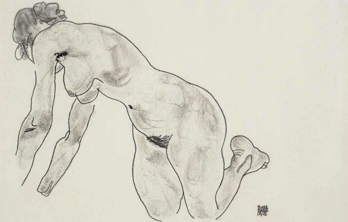 Hockender weiblicher Akt 1918