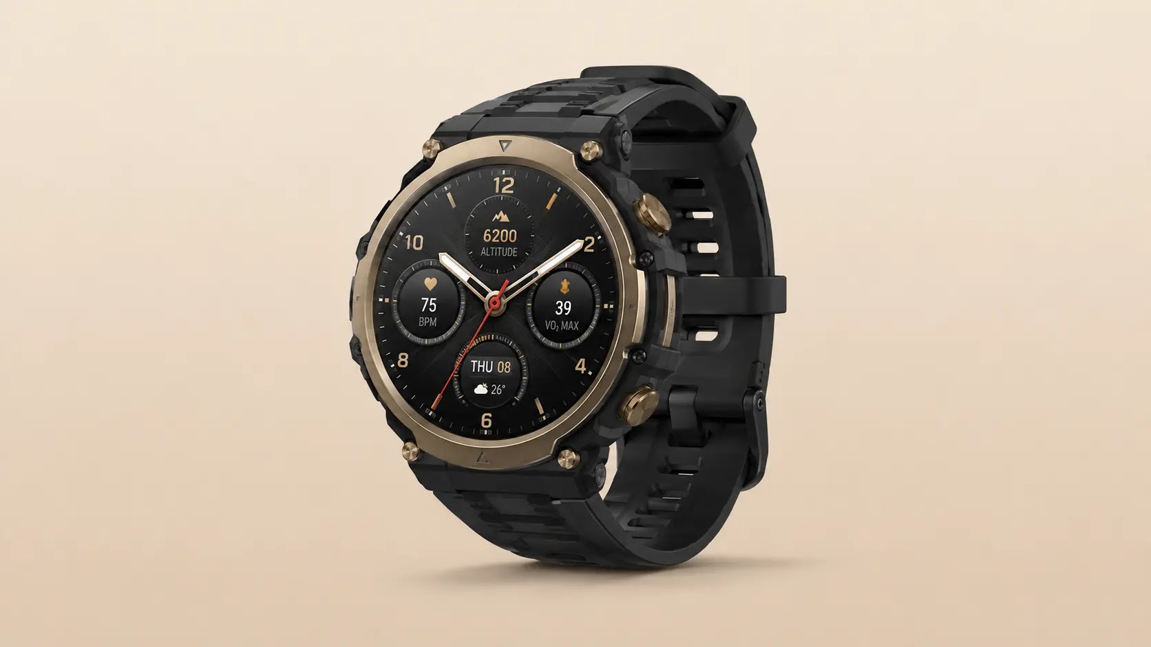Amazfit T-Rex 3 Pro 44 mm su sfondo sabbia