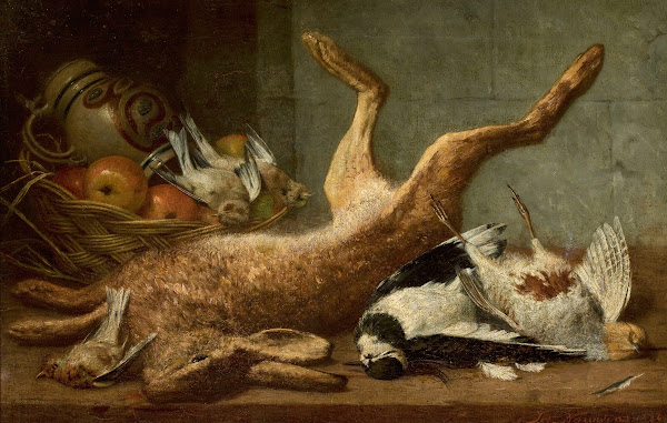 Hunting trophies dead hare 1884