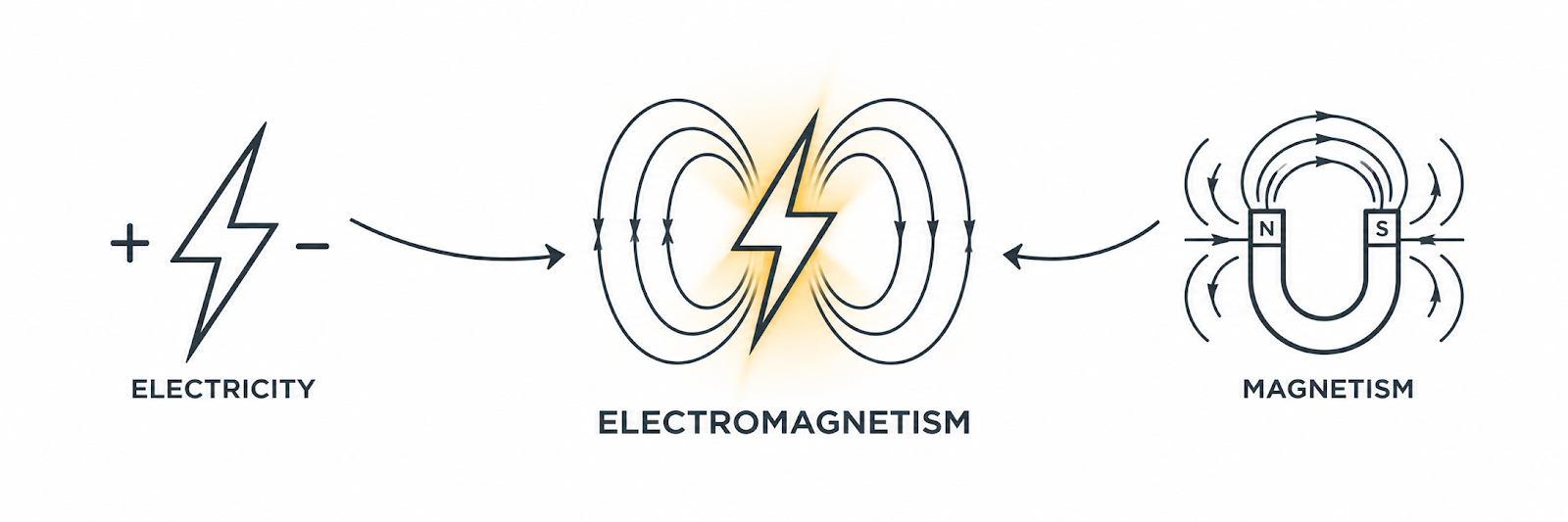 Electricity and magnetism merging into electromagnetism