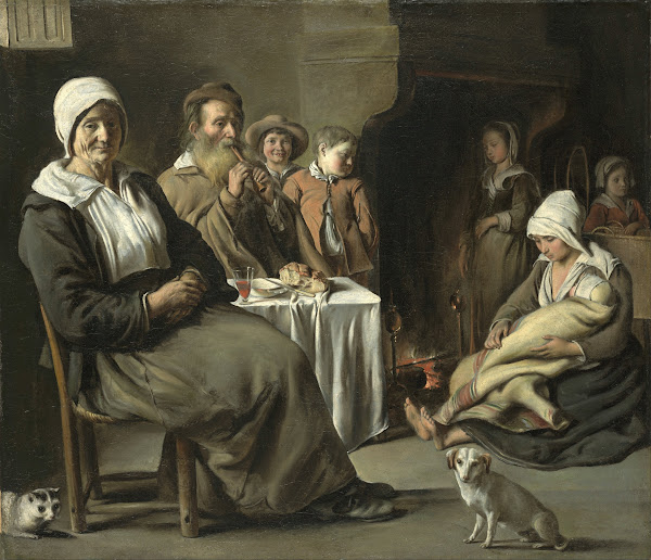 Peasant Interior with an Old Flute Player circa 1642