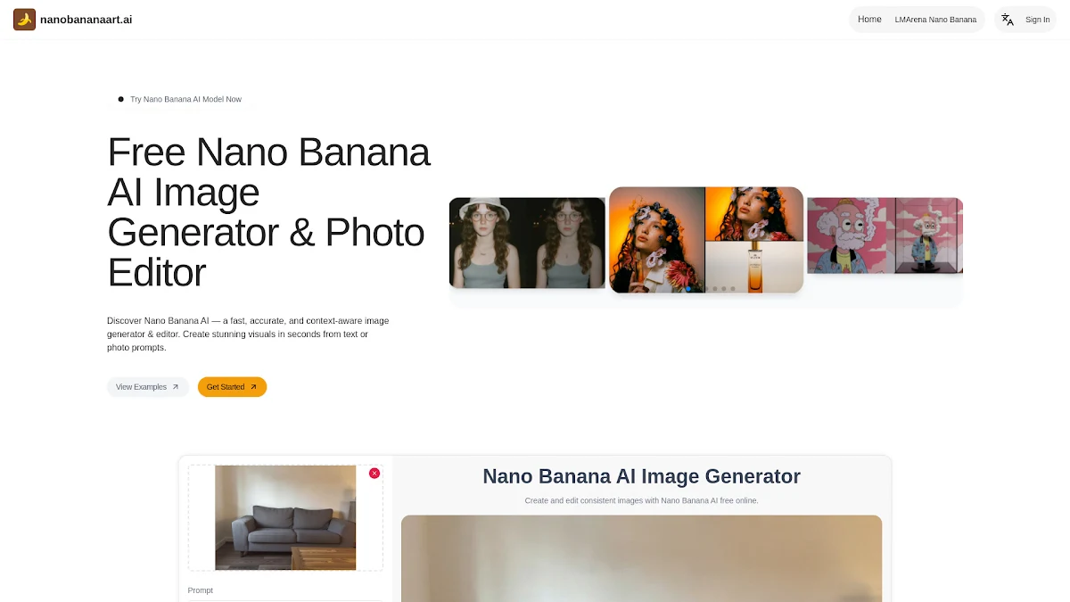 Captura de Nano Banana AI: Free AI Image Editor