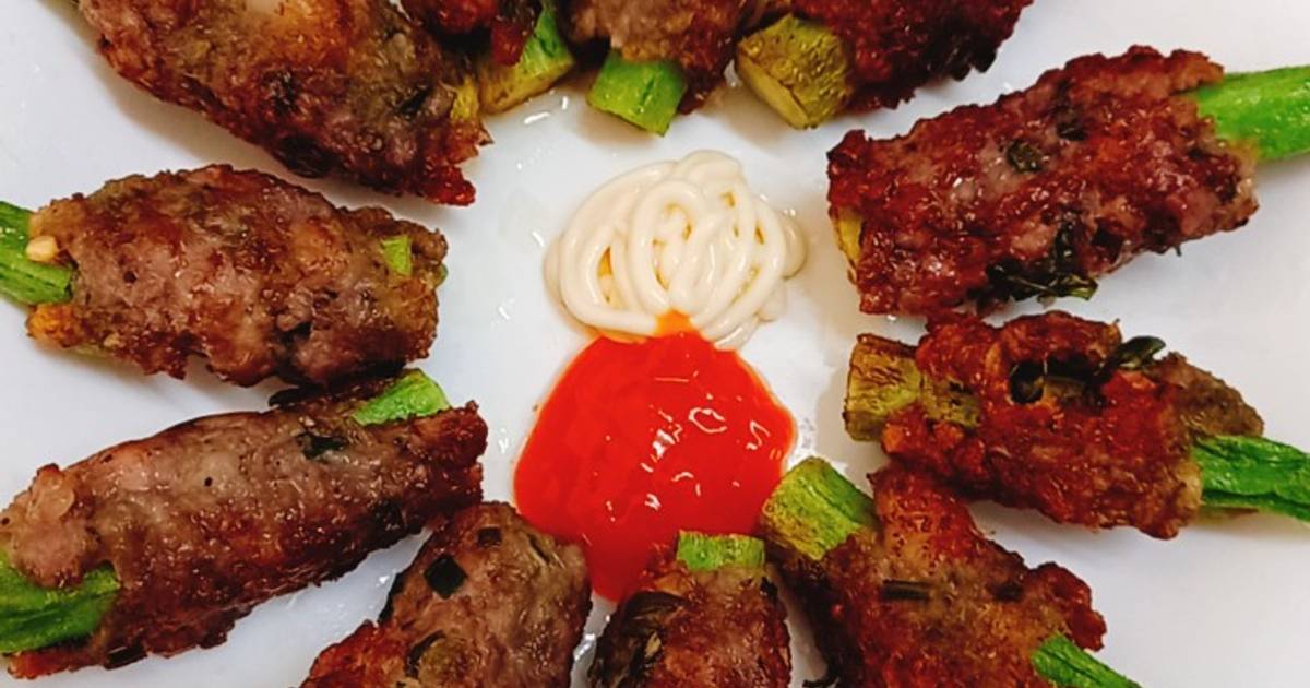 Thịt bọc đậu bắp chiên