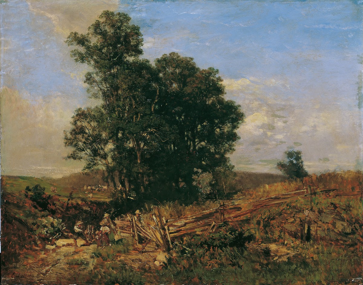 Baumgruppe am Feldweg Landschaft 1888