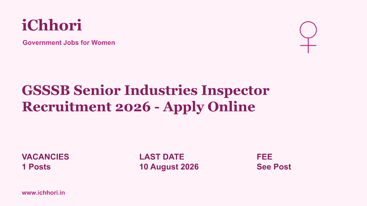 GSSSB Senior Industries Inspector Recruitment 2026 - Apply Online - iChhori