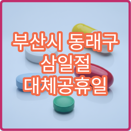 부산시 동래구 삼일절 대체공휴일 문 여는 병원 찾기 진료 시간 및 접수 마감 정보