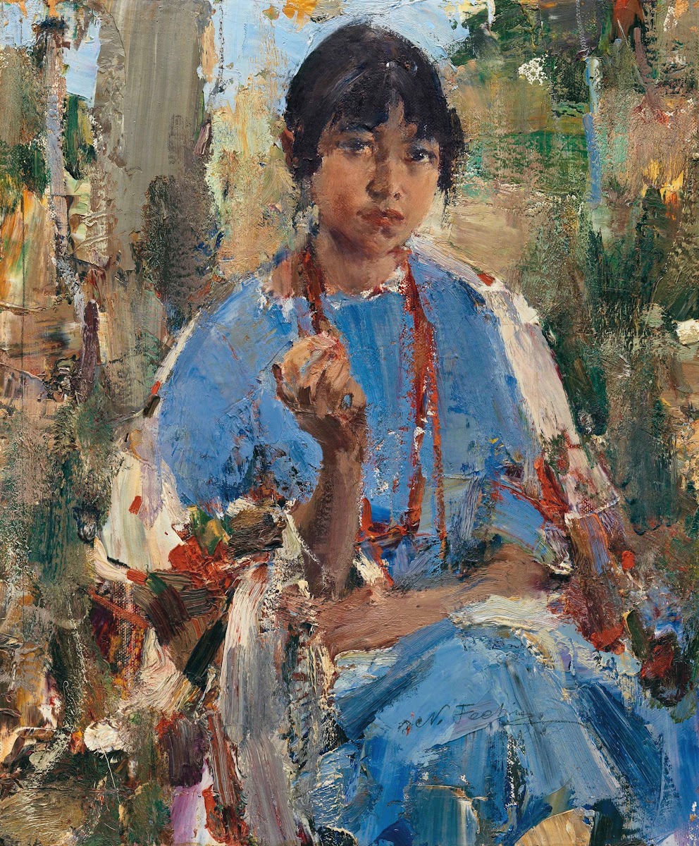Indian Girl in Blue Dress 20th century