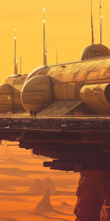 Ai Art, Illustration, Science Fiction, Sunset, Desert 5K Phone Wallpaper