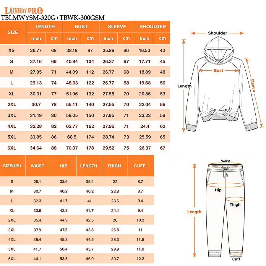 AOP Full Print Double Hood Hoodie - 320G + Full Print Sweatpants - 300G