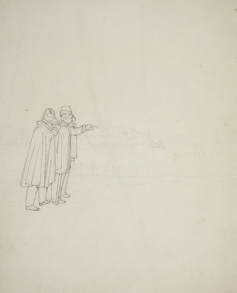 Zwei Männer auf das Meer weisend ca 1813